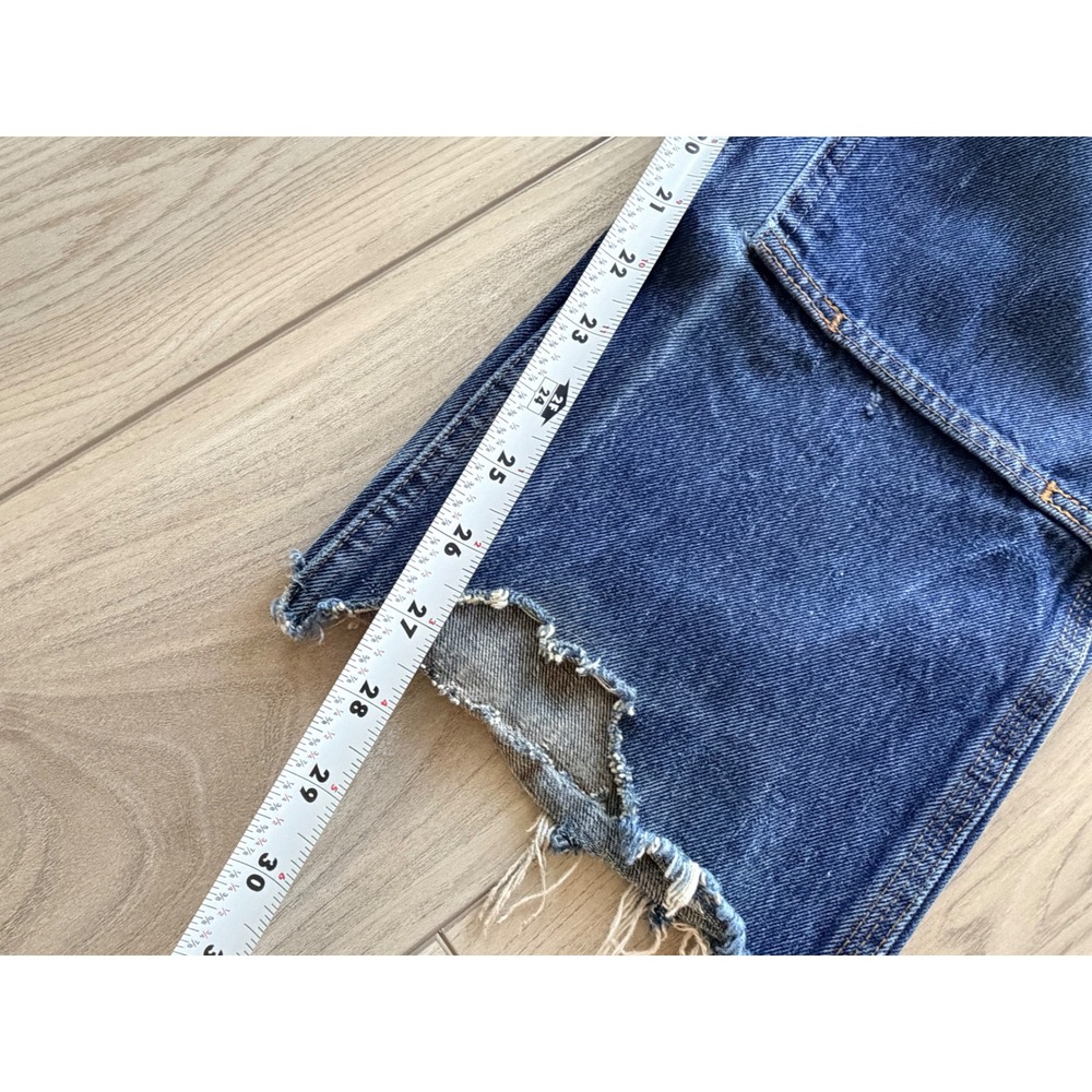 Carhartt Double Knee Logger Jeans Mens 31x28 Blue Distressed Raw Hem B07 STW - Picture 7 of 9
